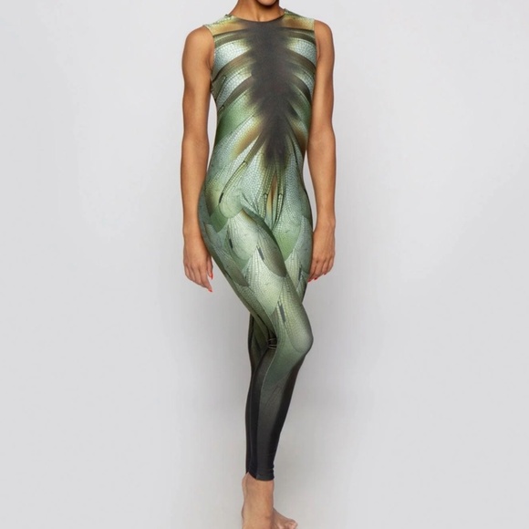 DanceInked Metamorphosis Sleeveless Circle Back Unitard –Child XL- Green (Moss) - Picture 1 of 10